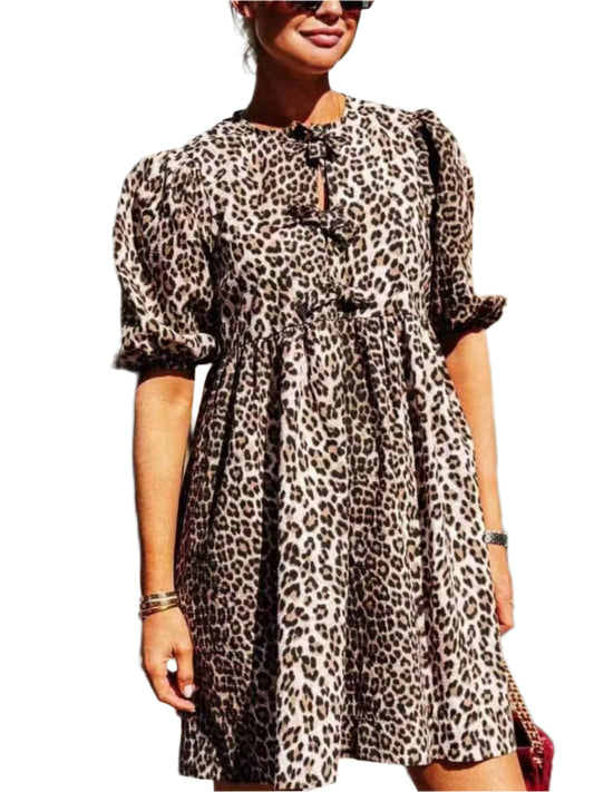 Leopard Short Sleeve Mini Dress