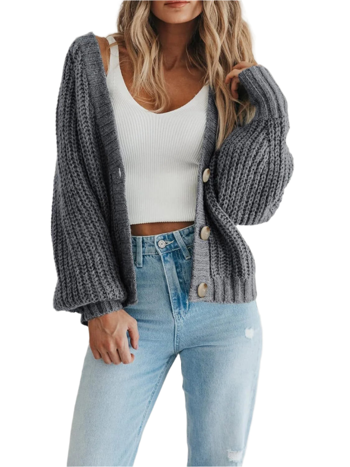 Button Up Long Sleeve Cardigan