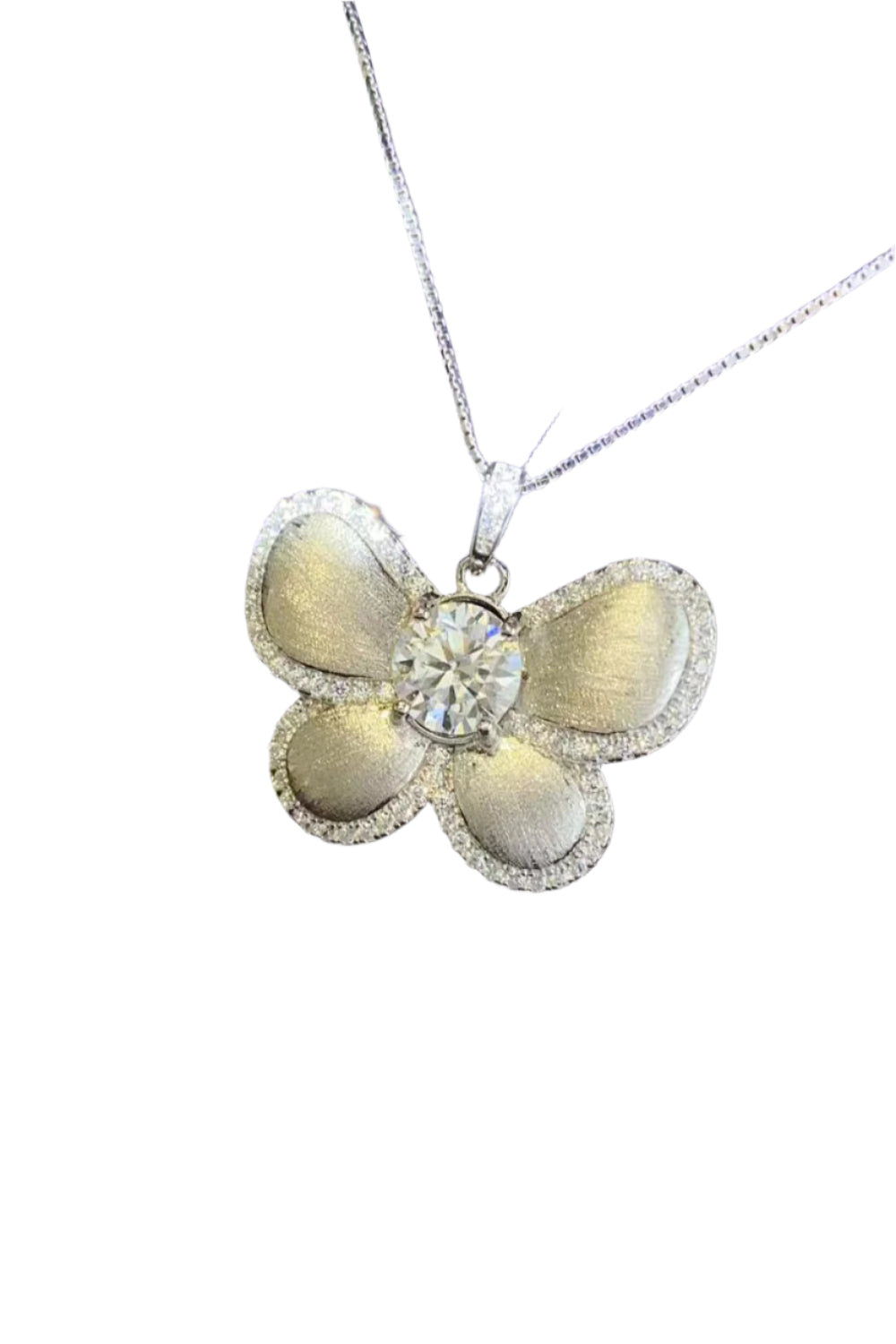 1 Carat Moissanite Butterfly Pendant Necklace