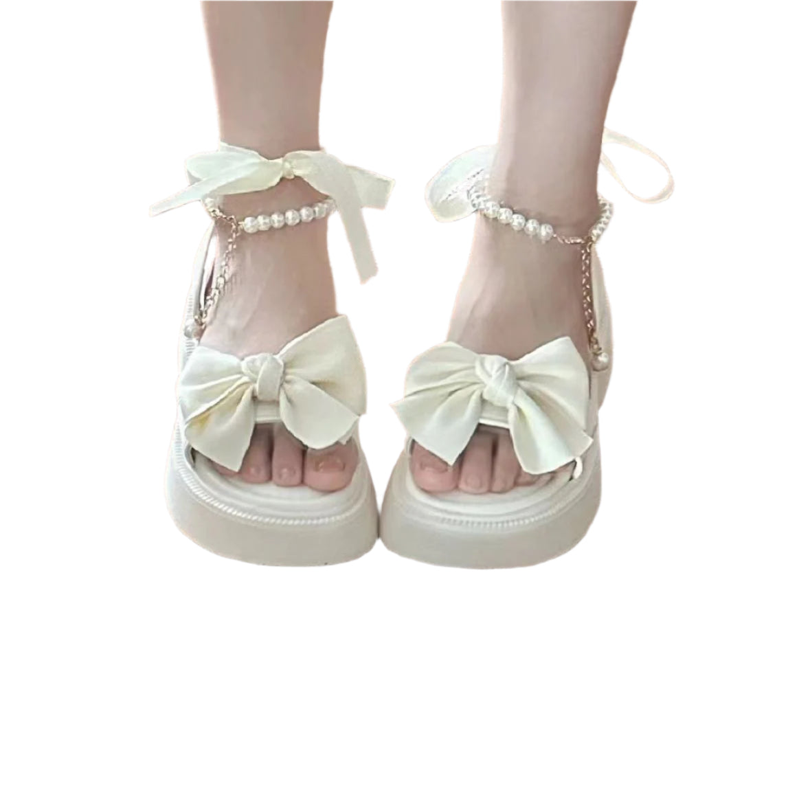Pearl Accent Platform Sandals