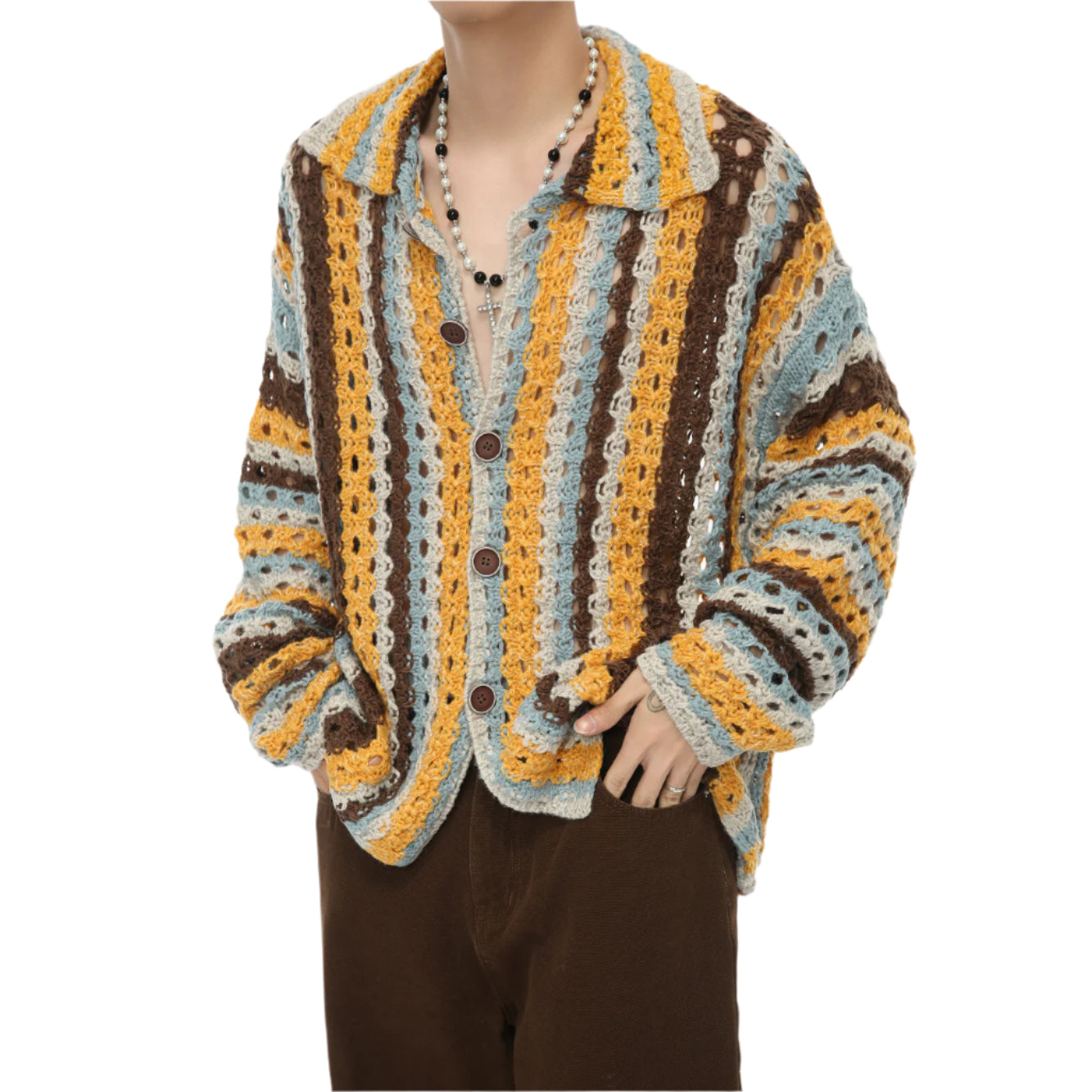Men's Knitted Contrast Cardigan
