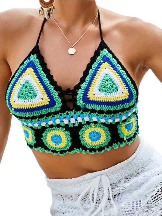 Geometric Halter Top