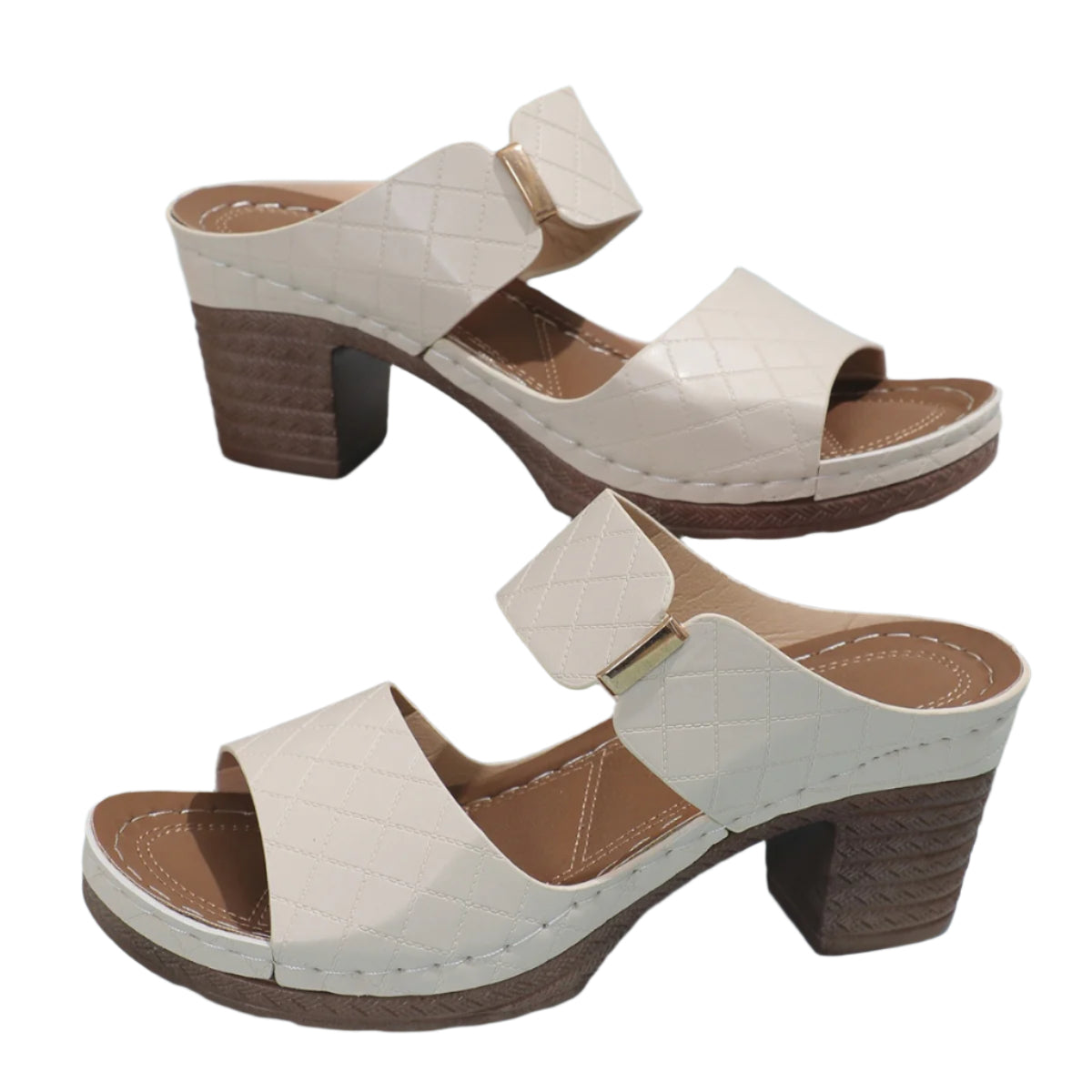 PU Leather Block Heel Sandals
