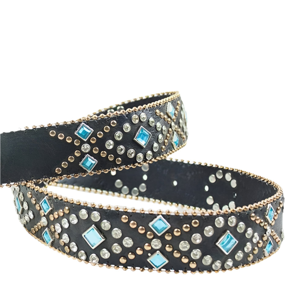 Rhinestone PU Leather Belt
