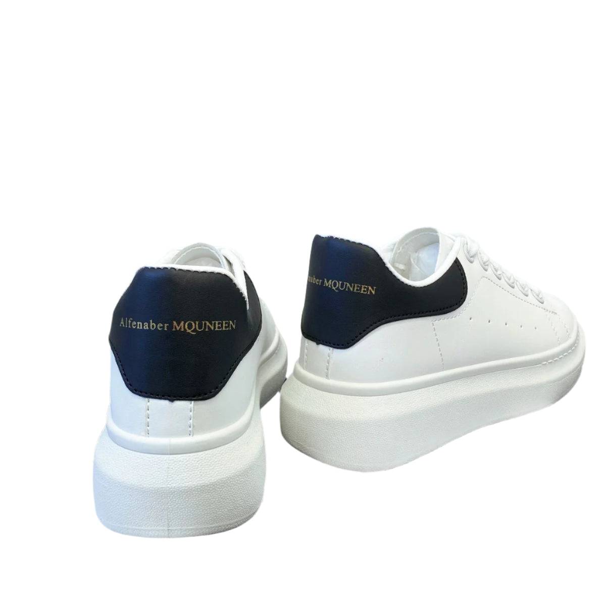 PU Leather Lace Up Round Toe Platform Sneakers