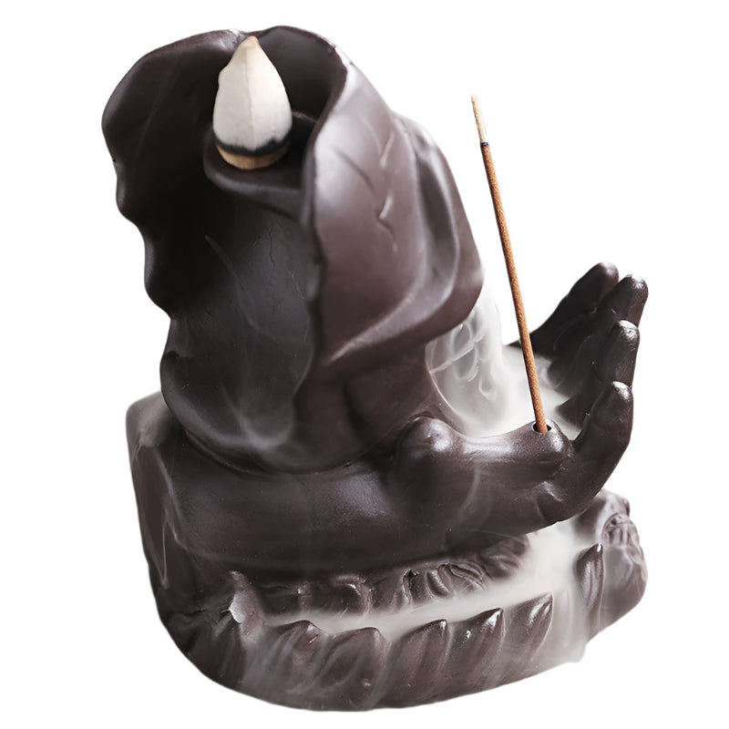 Purple Sand Skull in Hand Incense Burner