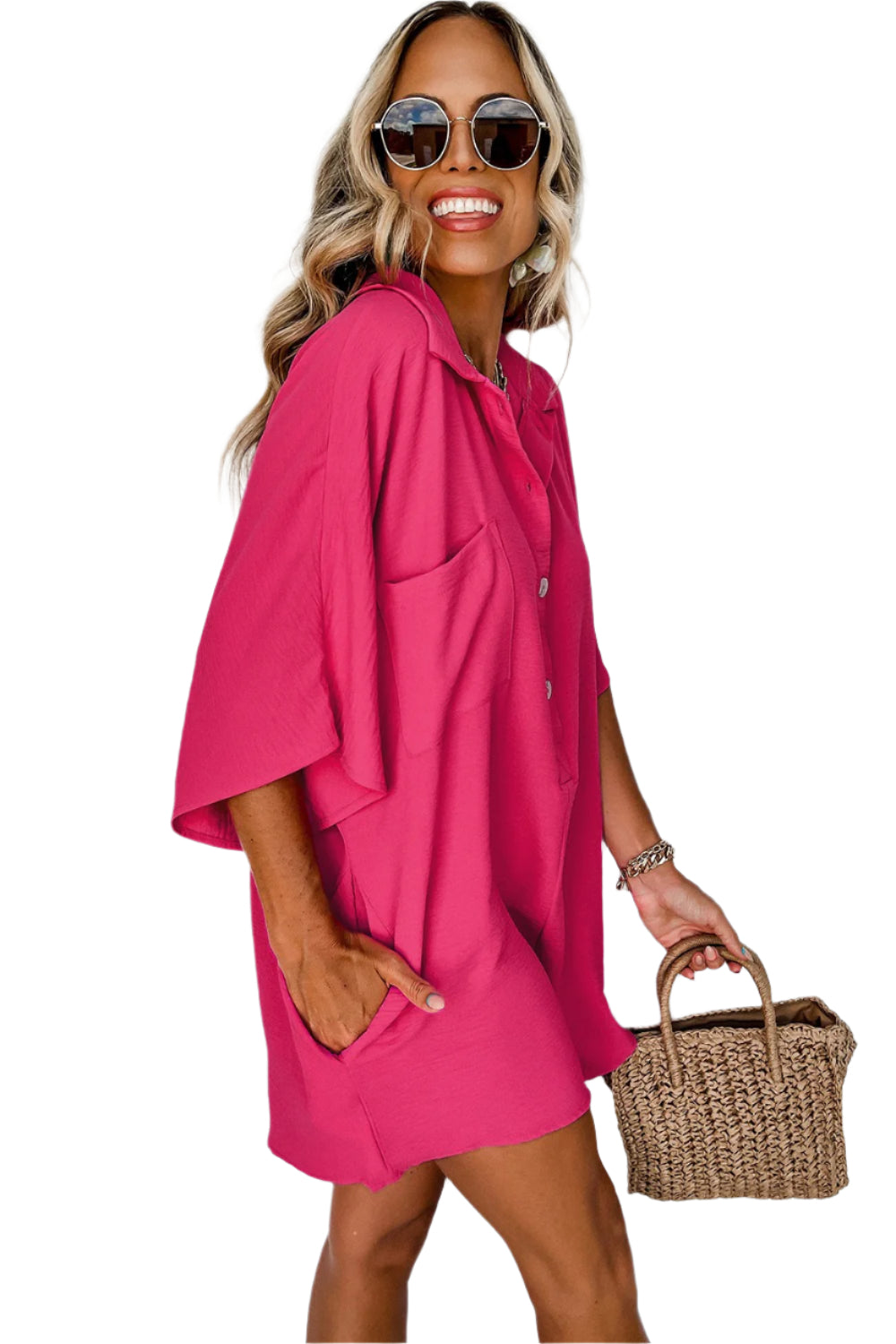 Half Button Collared Neck Romper