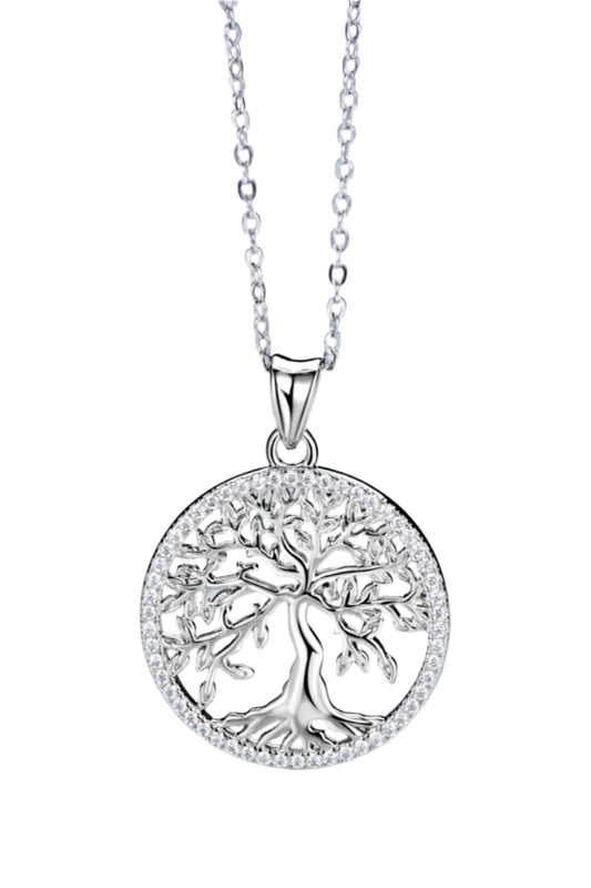 Adored 925 Sterling Silver Moissanite Tree of Life Pendant Necklace