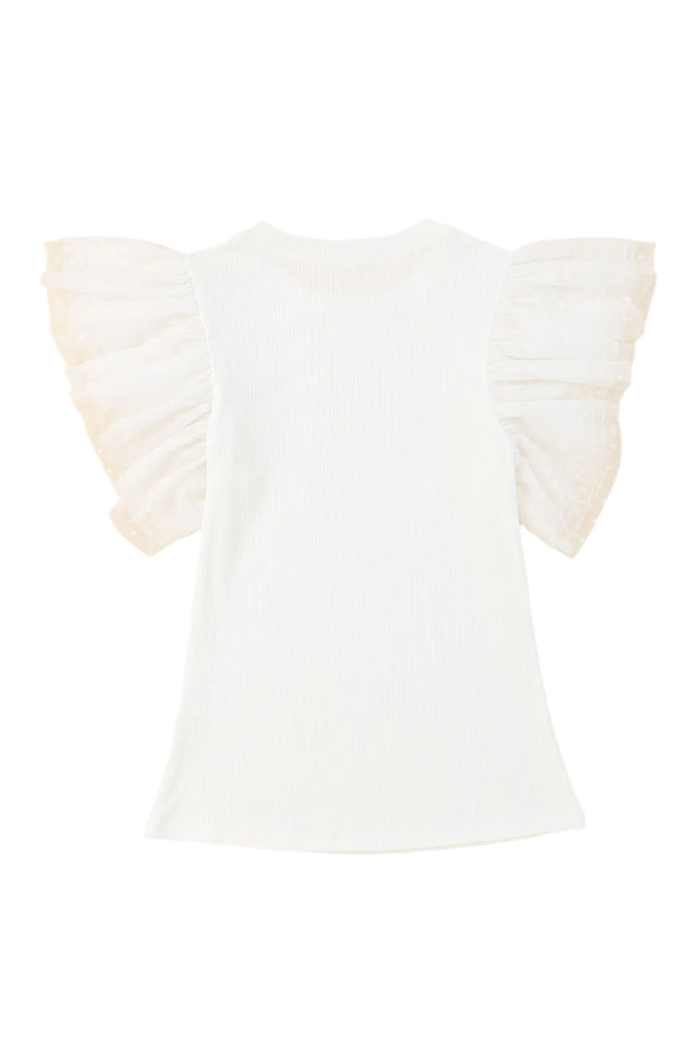Ruffled Round Neck Cap Sleeve Blouse