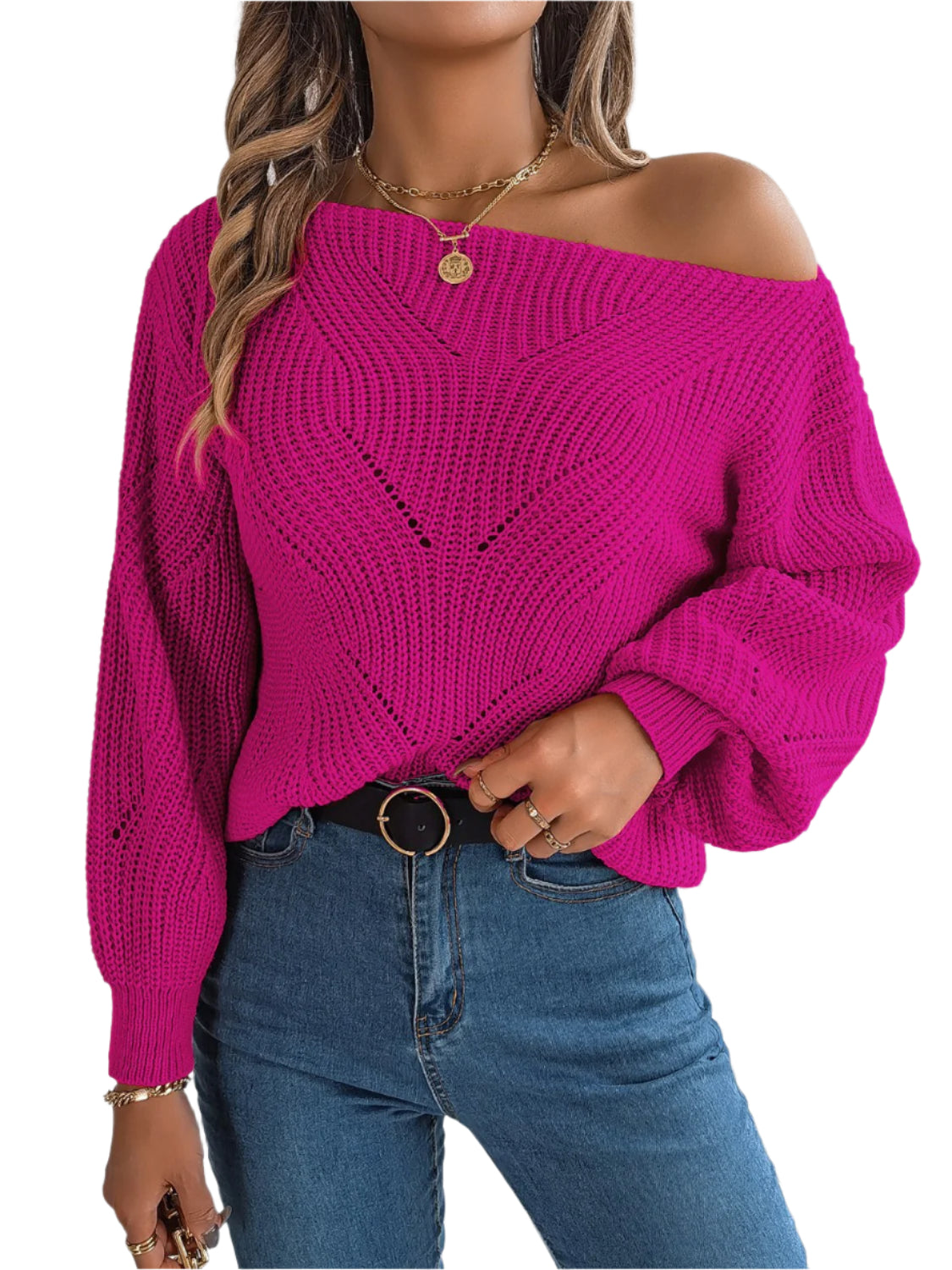 Openwork Long Sleeve Sweater