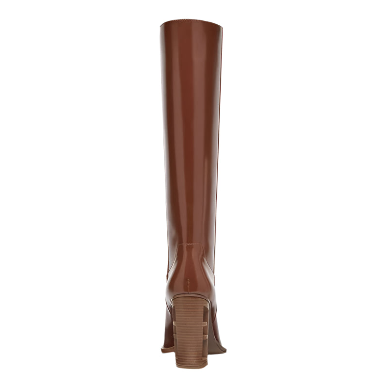 Hollowed Out High Heel Cowhide Leather Boots