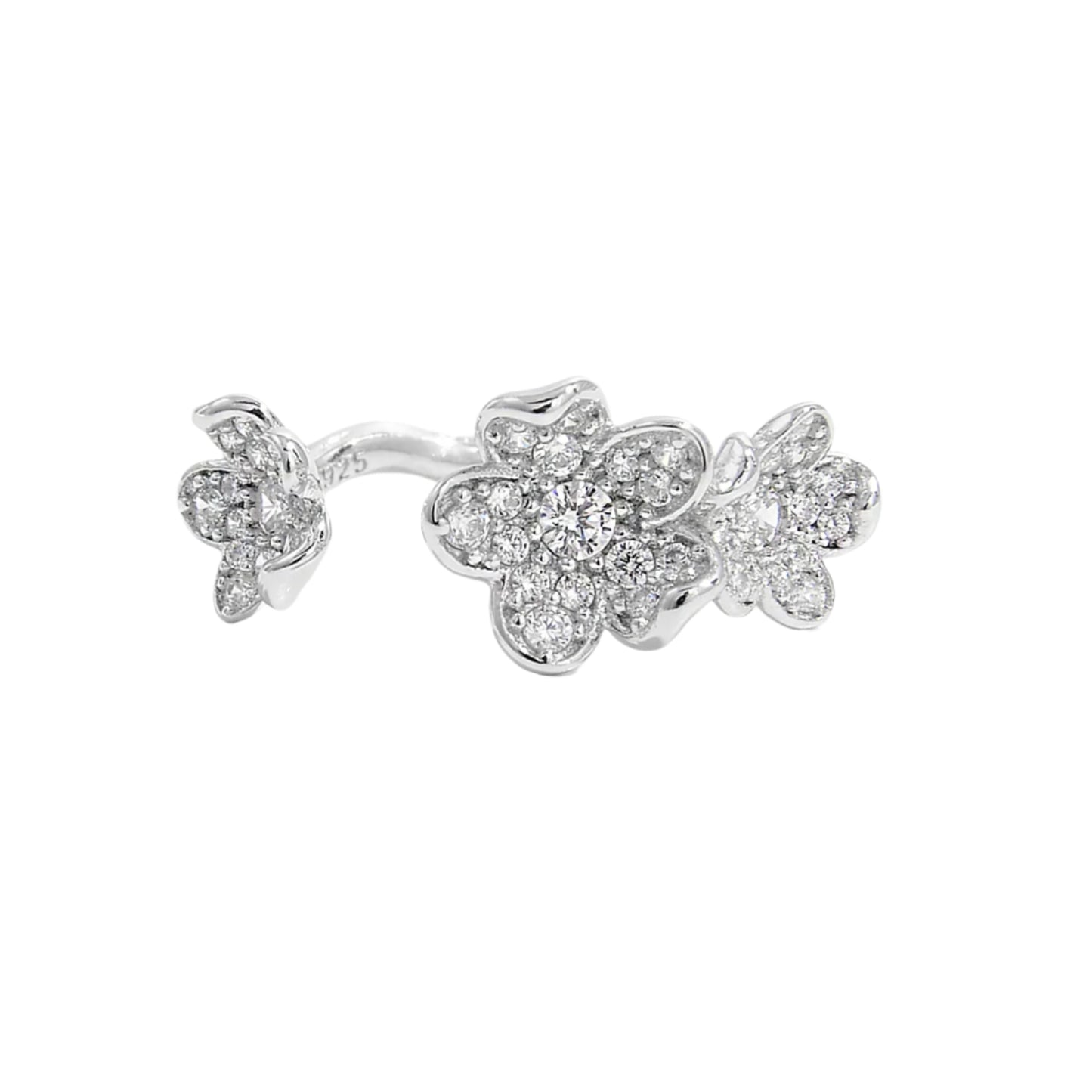 925 Sterling Silver Inlaid Zircon Open Ring