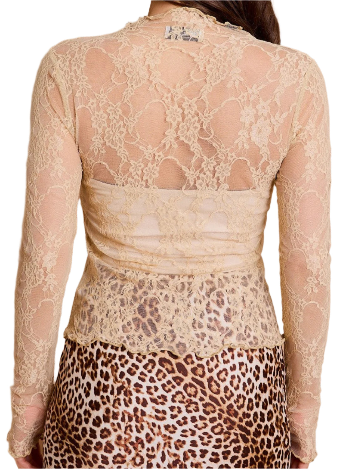 Lace Mock Neck Long Sleeve Top
