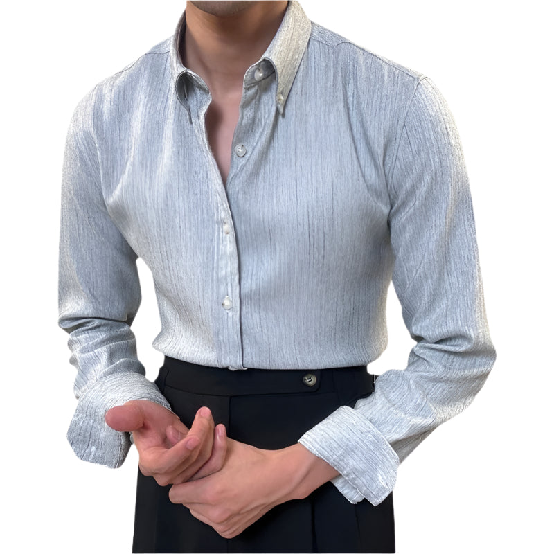 Striped Button Down Long Sleeve Collard Shirt