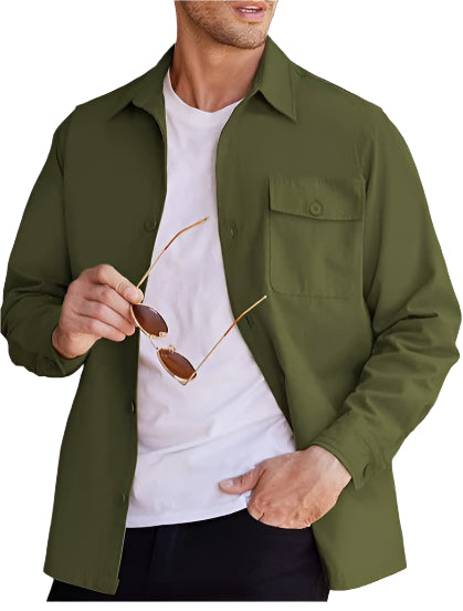 Solid Color Men's Heavy Weight Collard Button Down Shirt