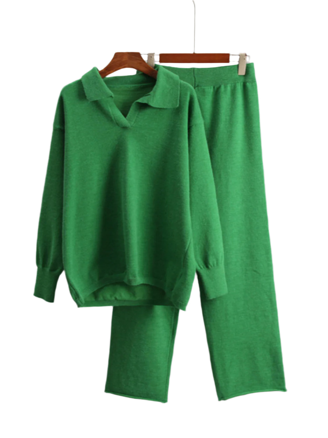 Johnny Collar Long Sleeve Top and Pants Sweater Set