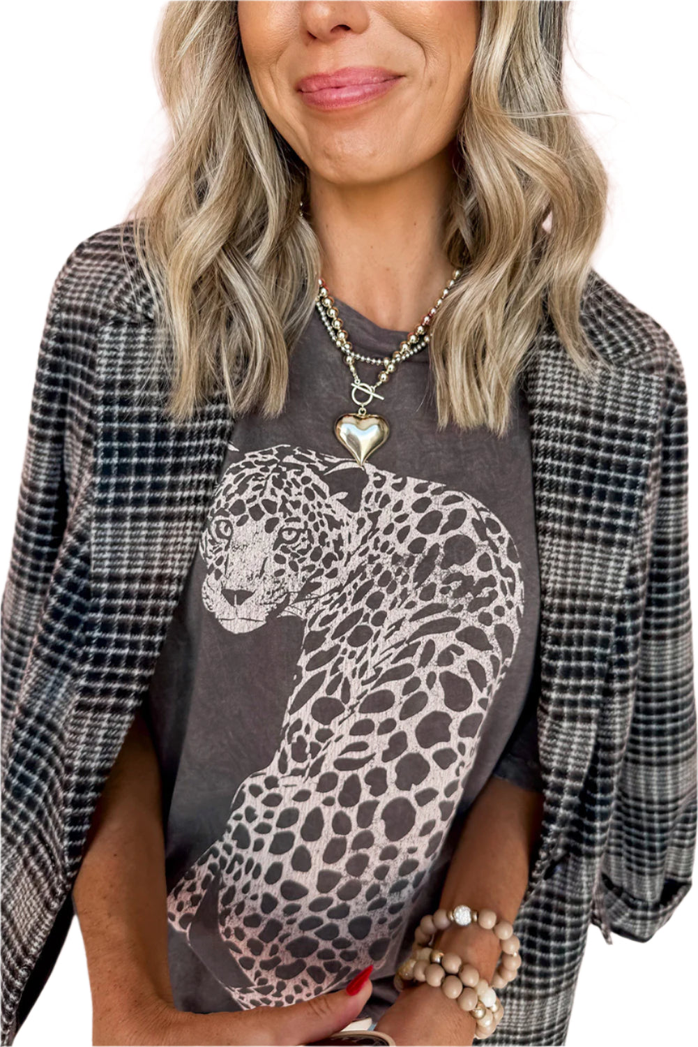 Cheetah Mineral Wash Round Neck Half Sleeve T-Shirt