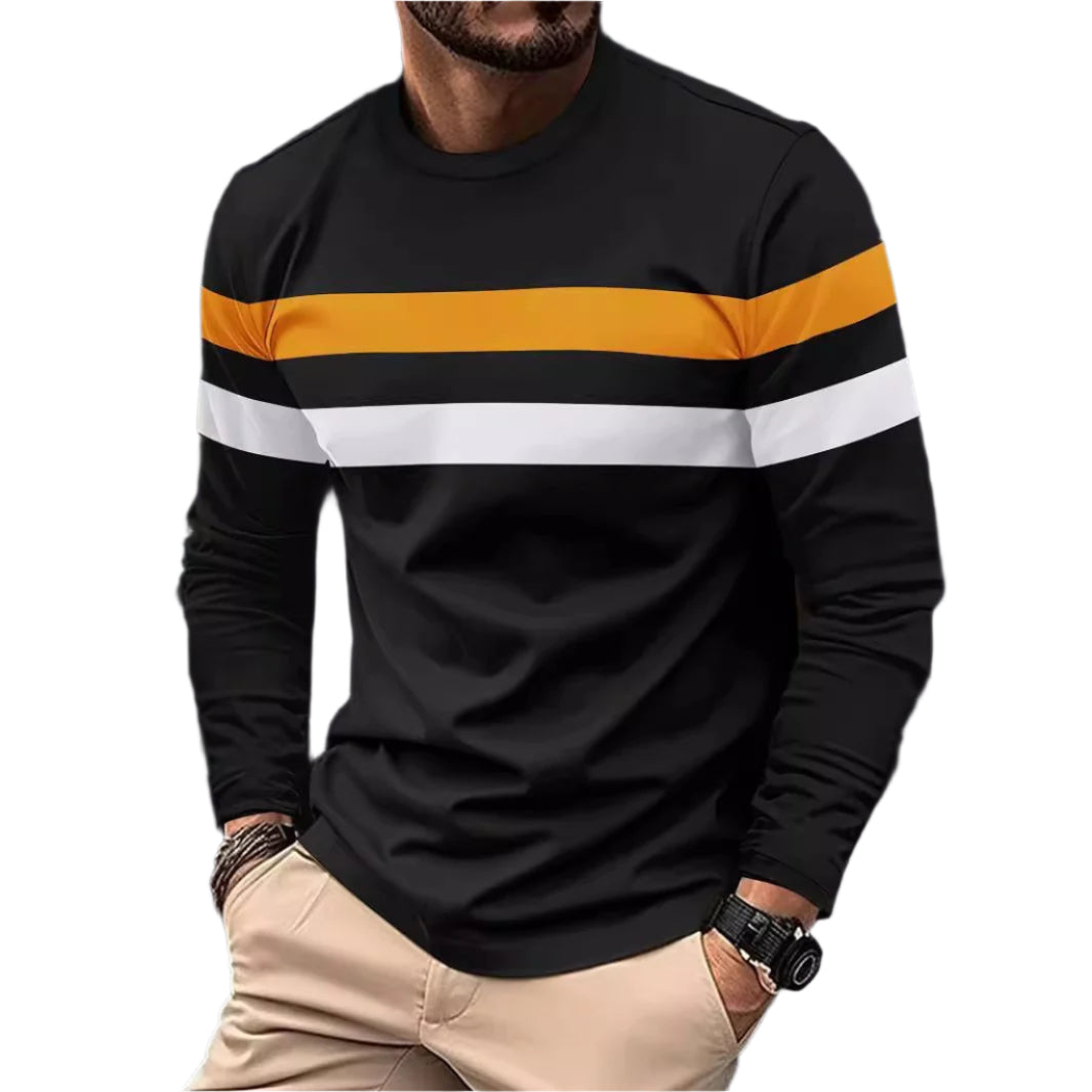 Men's Casual Striped Long Sleeve Shirt