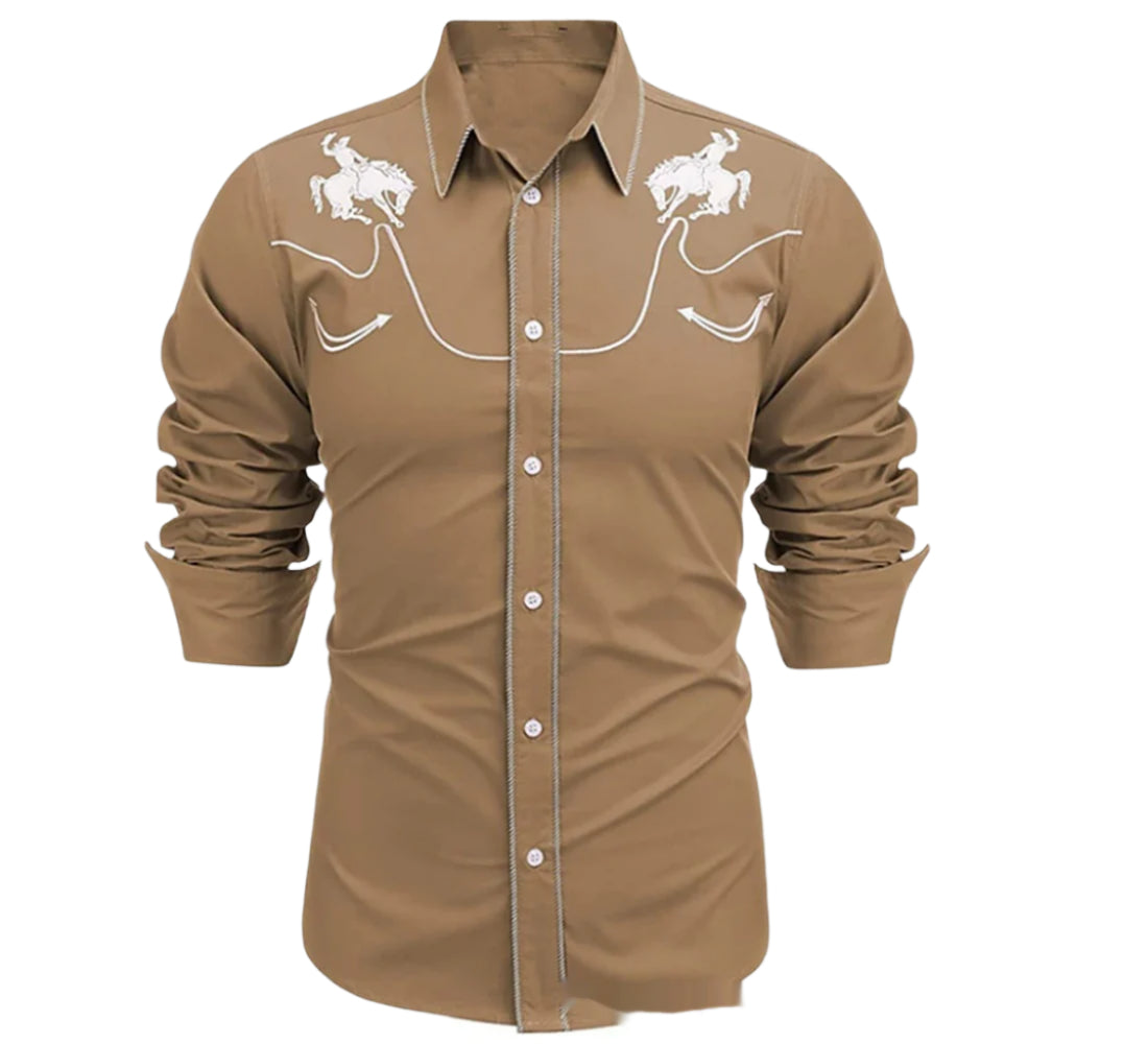 Men's Western 3D Print Button Down Shirt