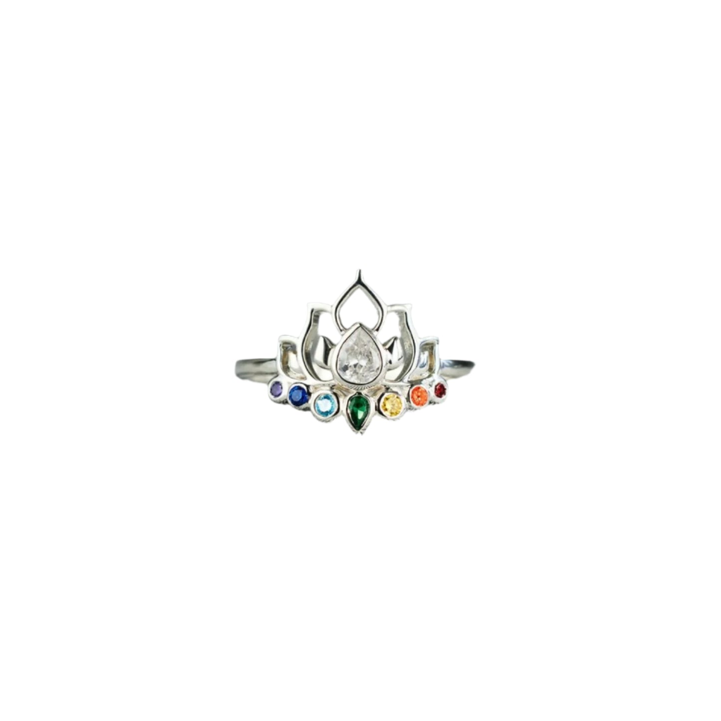 925 Sterling Silver Inlaid Zircon Lotus Shape Ring