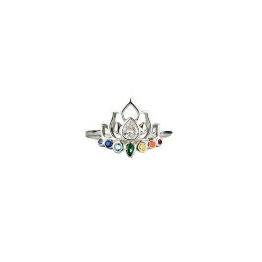 925 Sterling Silver Inlaid Zircon Lotus Shape Ring