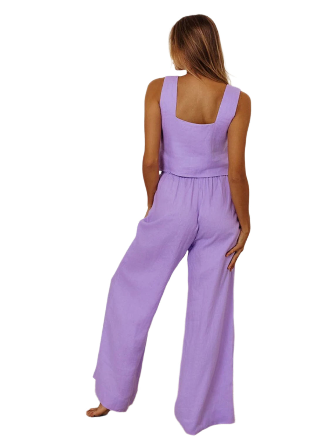 Square Neck Sleeveless Top and Pants Set