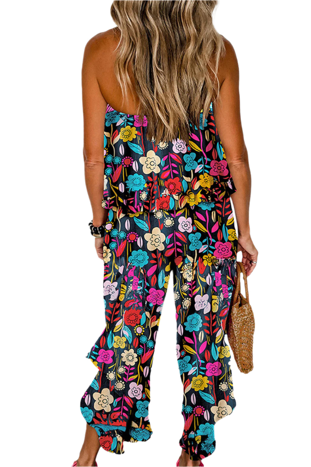 Printed Tube Wide Leg Jumpsuit