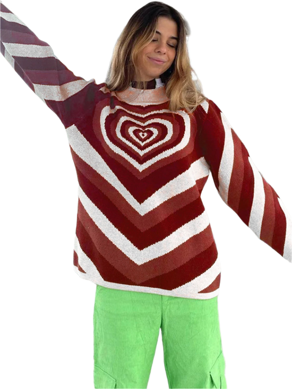 Heart Mock Neck Long Sleeve Sweater