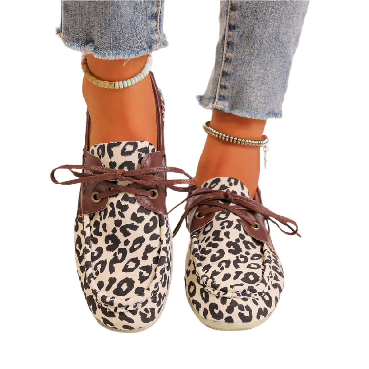 Lace Up Leopard Slip-Ons