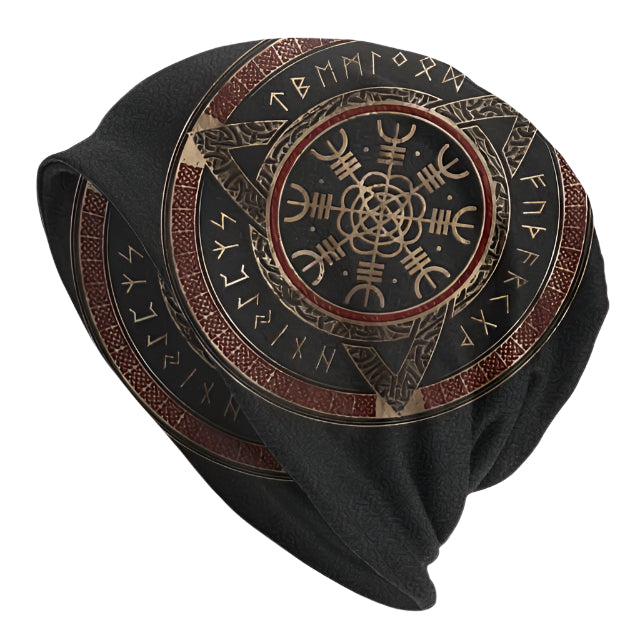 Norse Elder Futhark Runes Skull Beanie Cap
