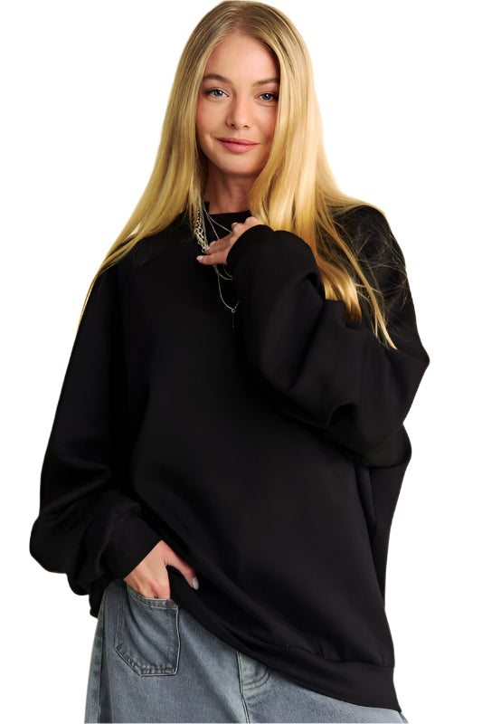 Davi & Dani Round Neck Raglan Sleeve Sweatshirt