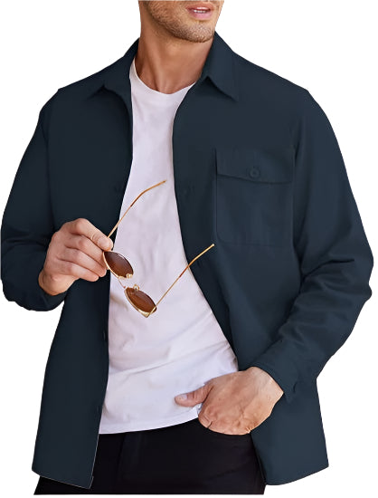 Solid Color Men's Heavy Weight Collard Button Down Shirt