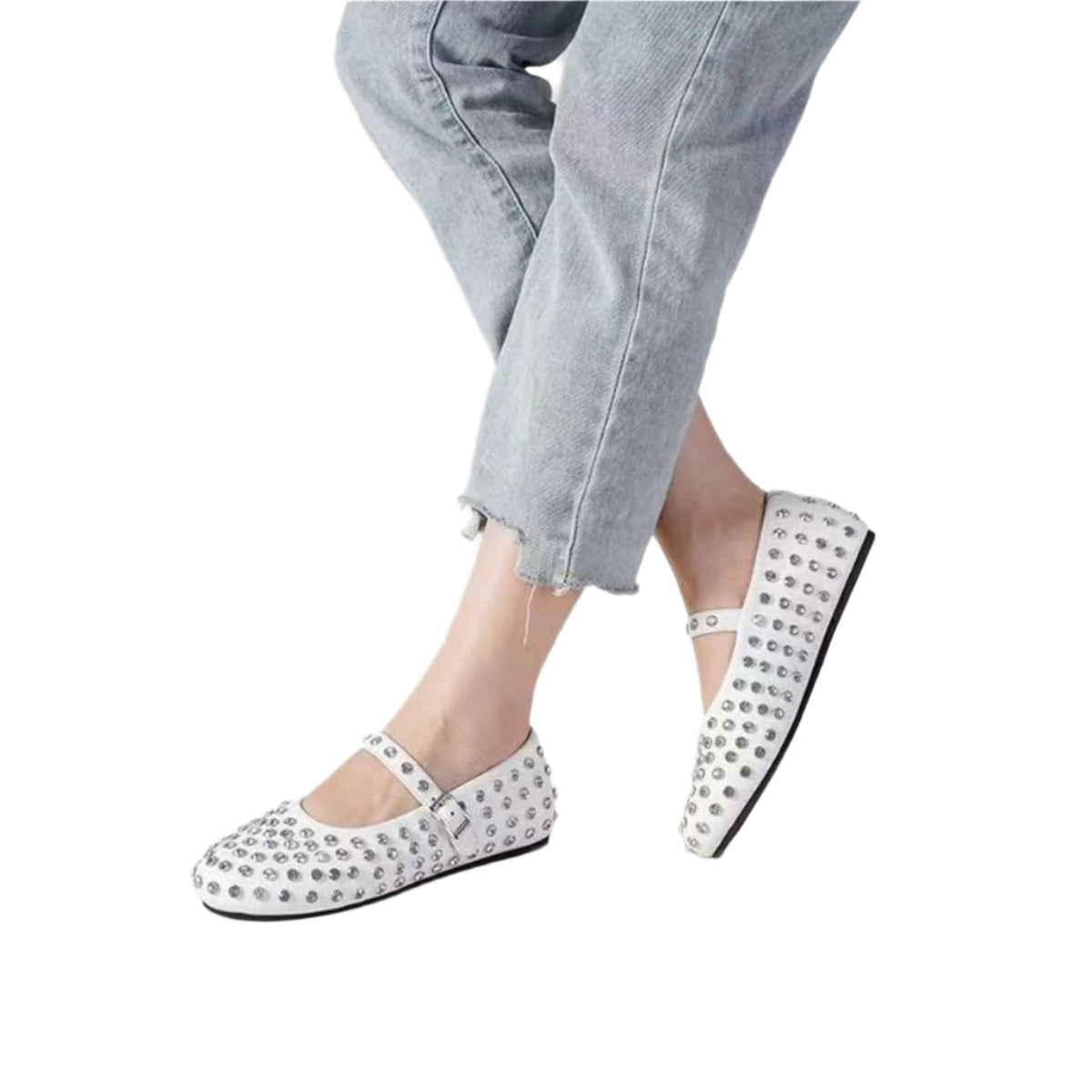 PU Leather Studded Flat Loafers
