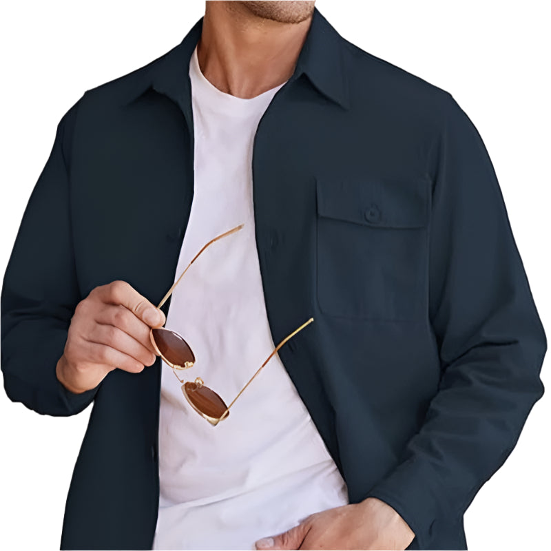Solid Color Men's Heavy Weight Collard Button Down Shirt