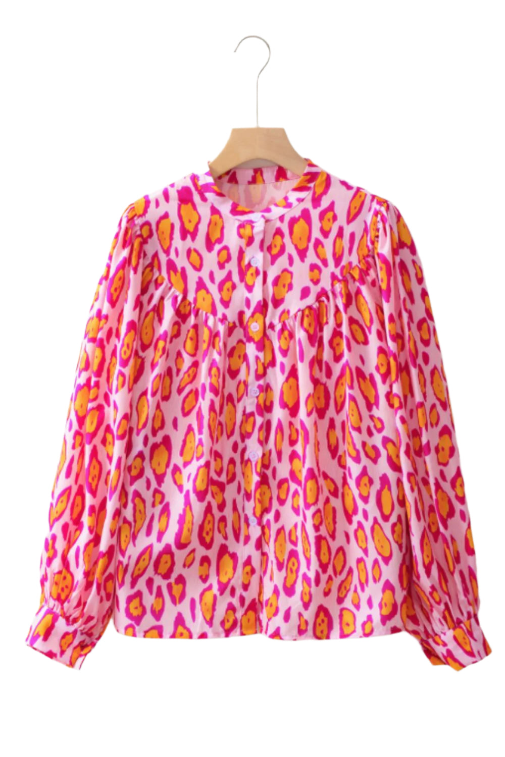 Leopard Print Button Down Long Sleeve Shirt