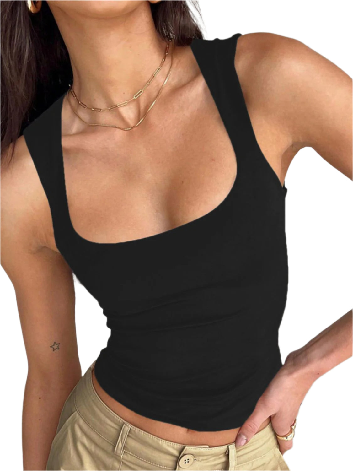 Devine Square Neck Wide Strap Tank