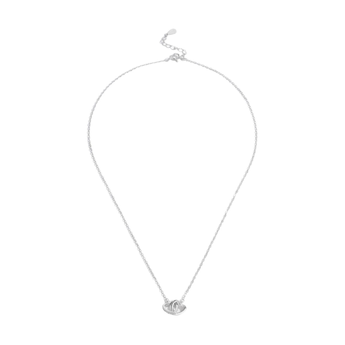 925 Sterling Silver Inlaid Zircon Two Hearts Necklace
