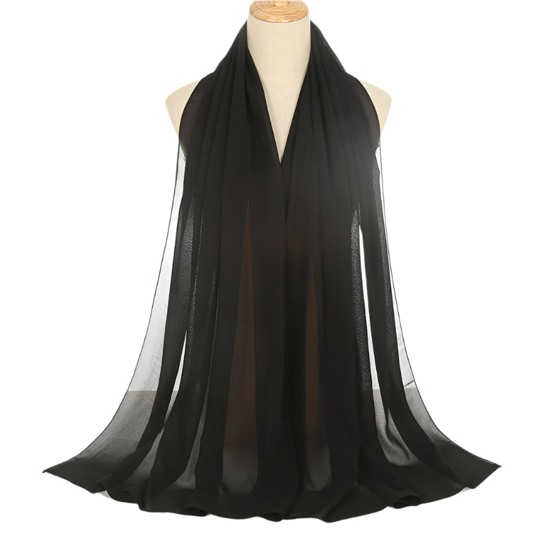 Pearl Chiffon Solid Color Rectangular Scarf