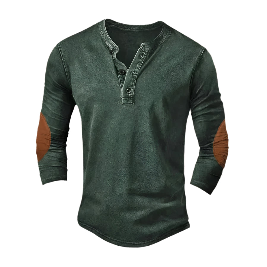Quarter Sleeve Elbow Patch Men's Shirt