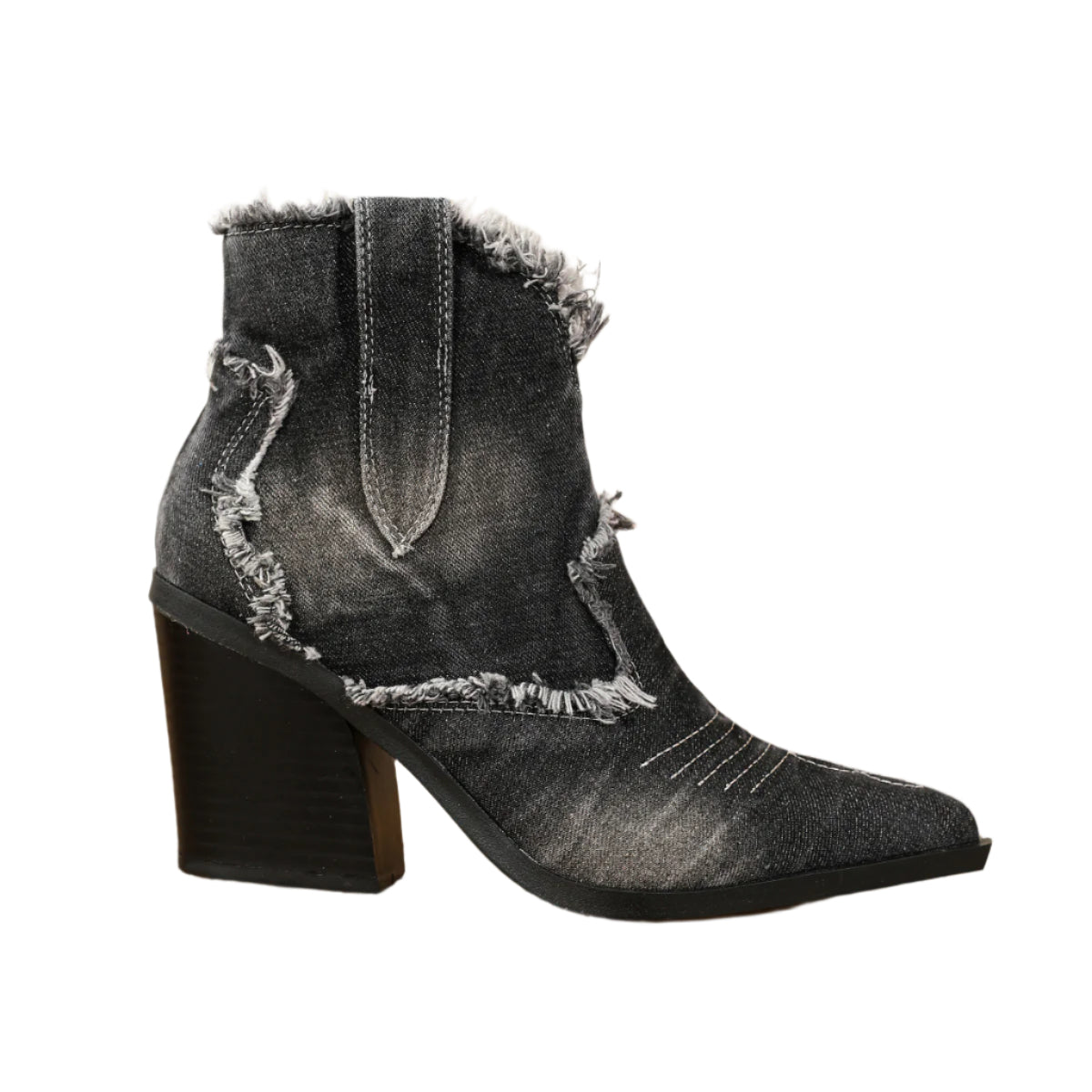 Denim Pointed Toe Ankle Boots