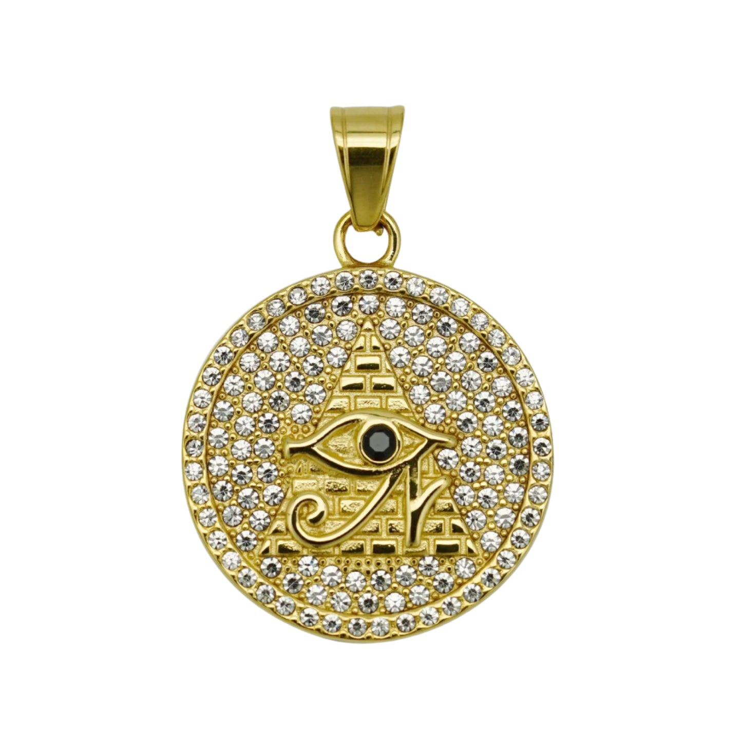 Eye of Horus Stainless Steel with Zircon Stones Pendant Necklace