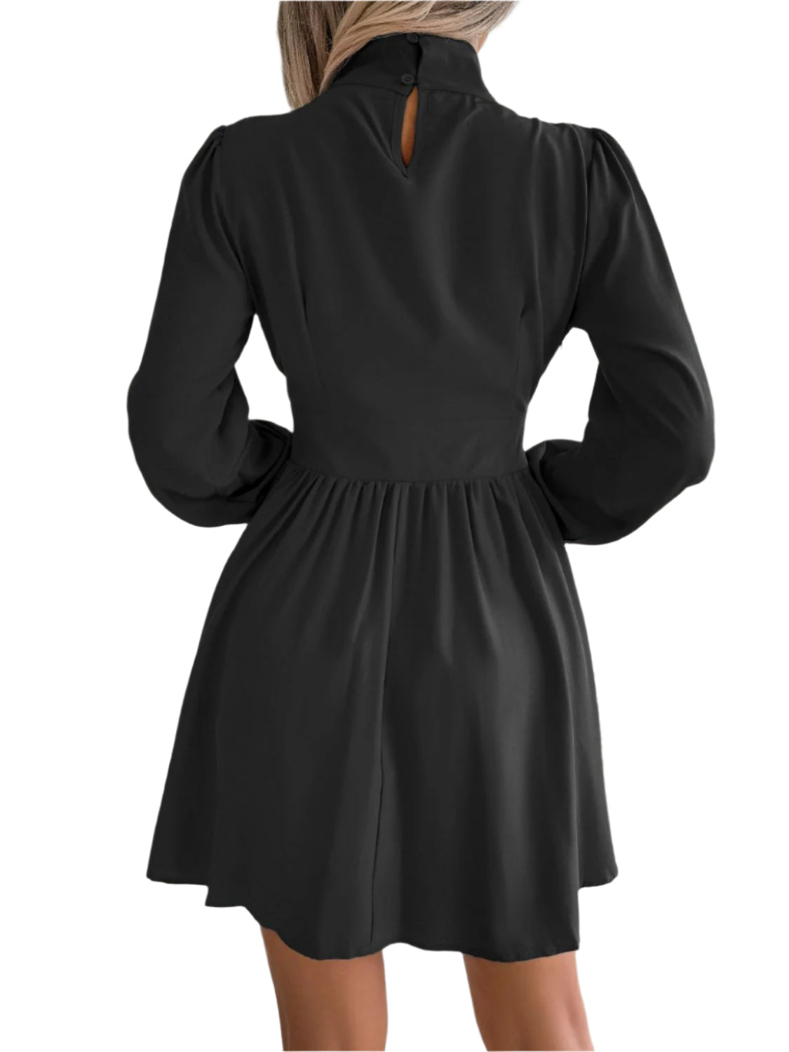 Cutout Turtleneck A-Line Mini Dress