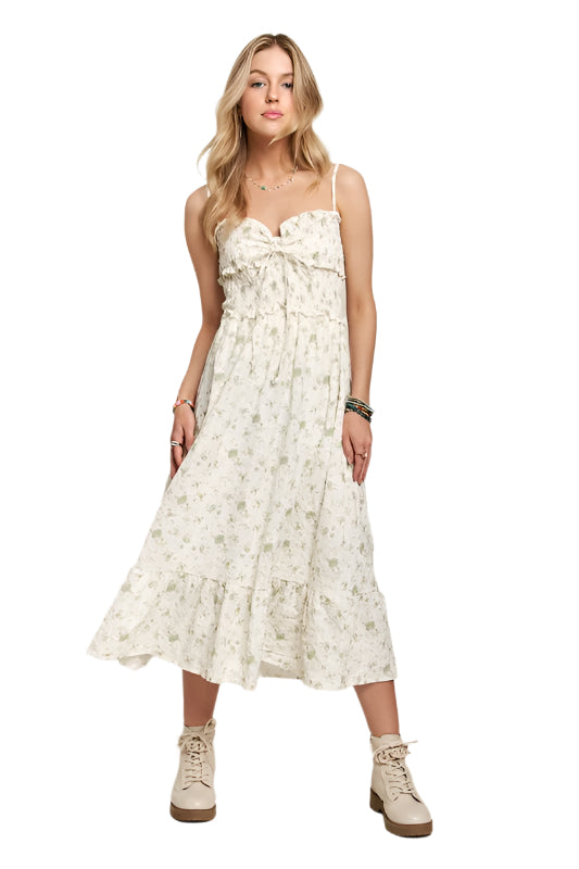 ADORA Smocked Floral Sweetheart Neck Cami Dress
