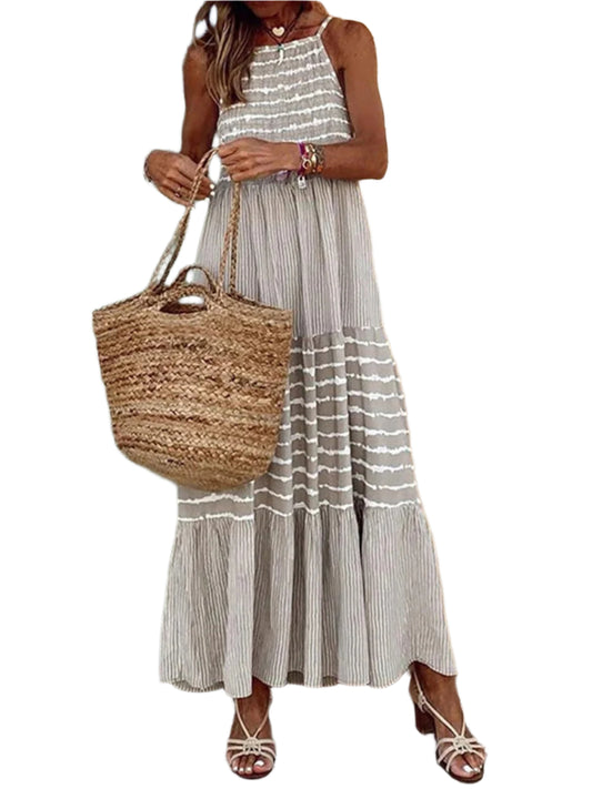 Tiered Striped Sleeveless Cami Dress