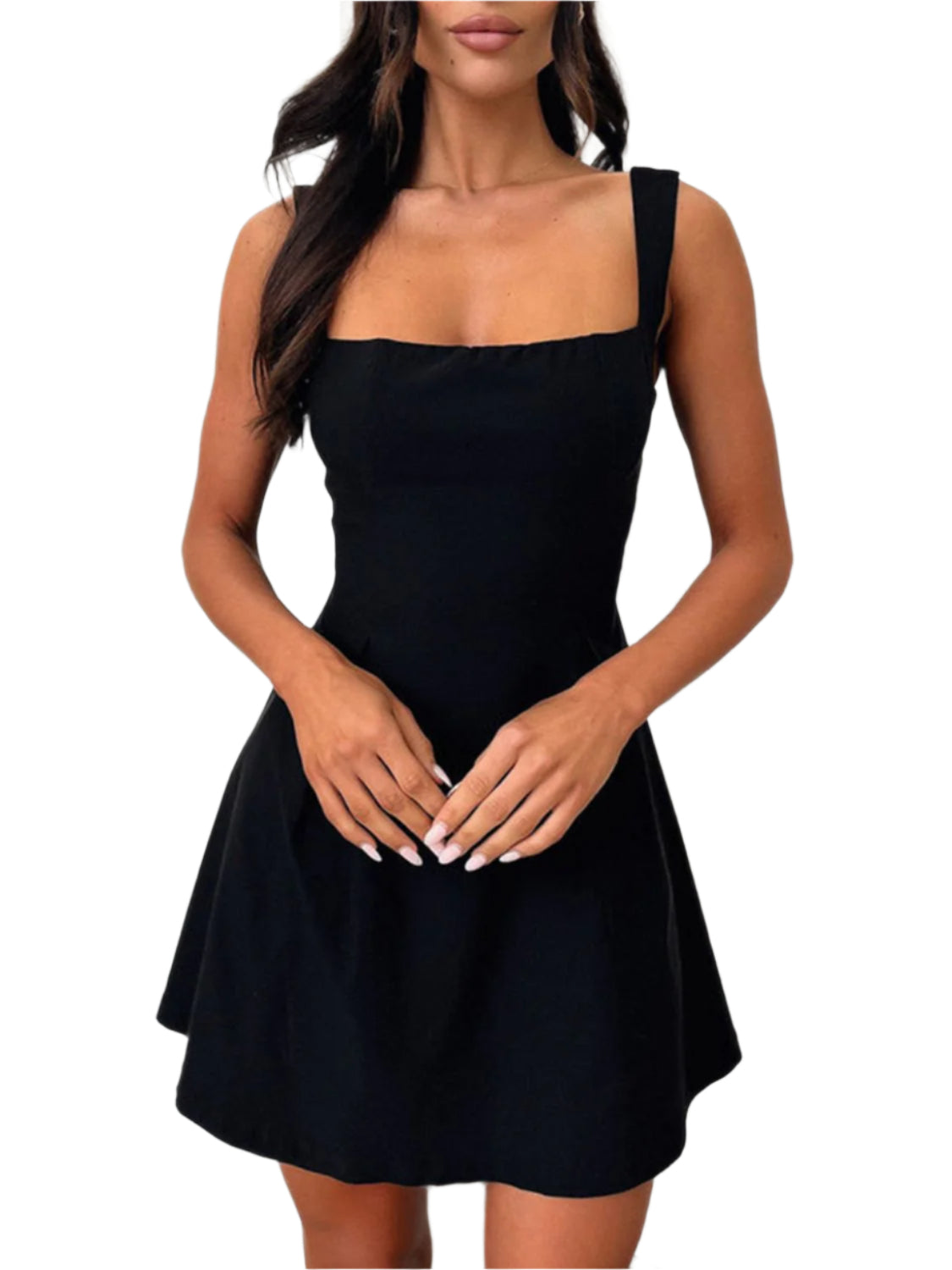 Devine Bow Back Square Neck Mini Dress