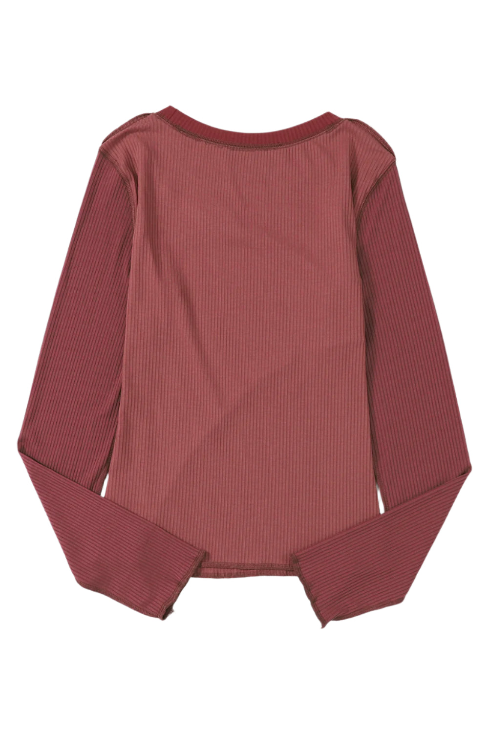 Exposed Seam Contrast Round Neck Long Sleeve T-Shirt