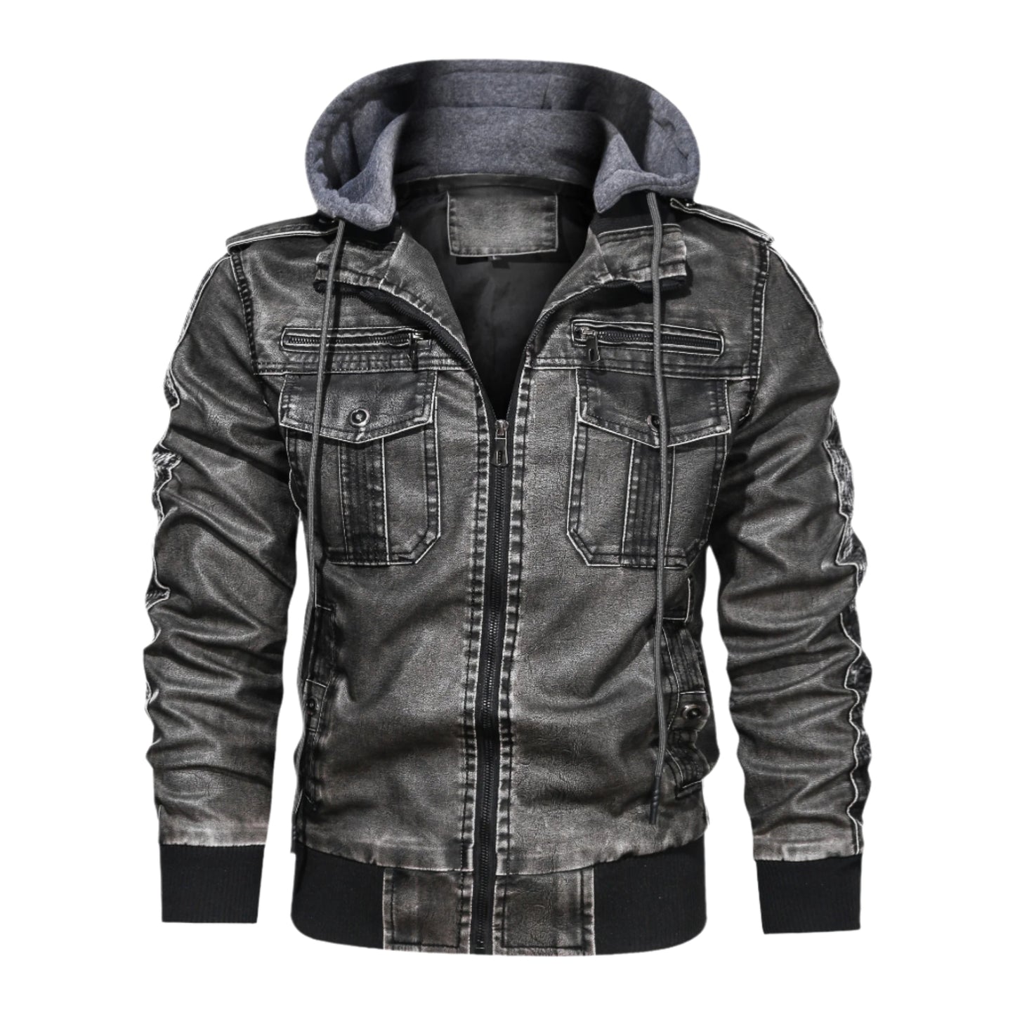Men's Washed PU Leather Jacket