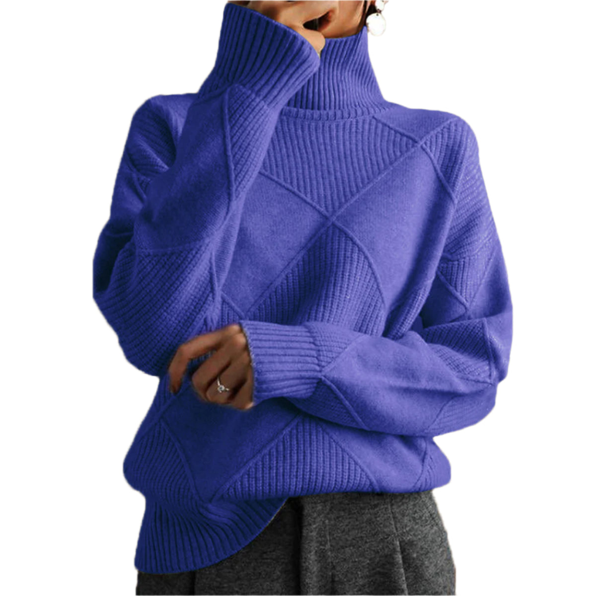 Geometric Turtleneck Long Sleeve Sweater