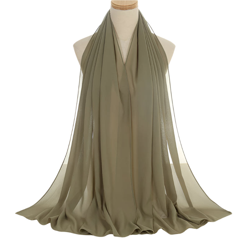 Pearl Chiffon Solid Color Rectangular Scarf