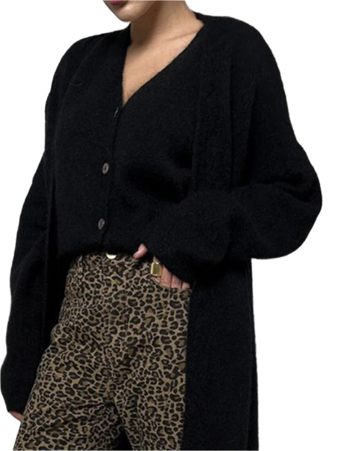 Fuzzy Open Front Solid Color Cardigan